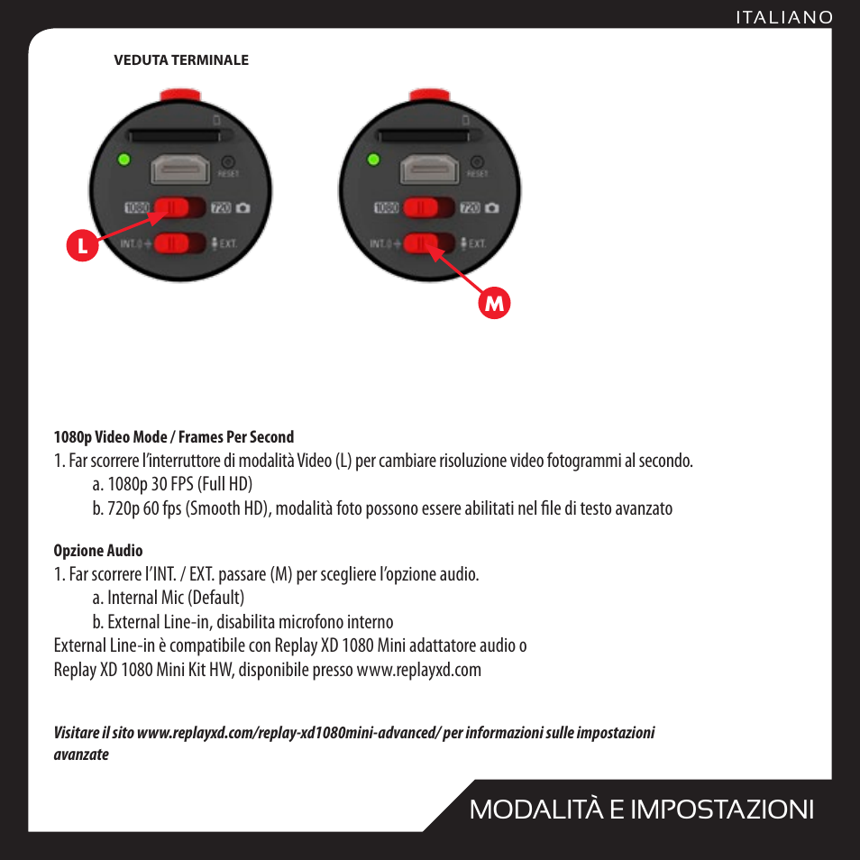 Modalità e impostazioni | Replay XD 1080Mini User Manual | Page 69 / 94