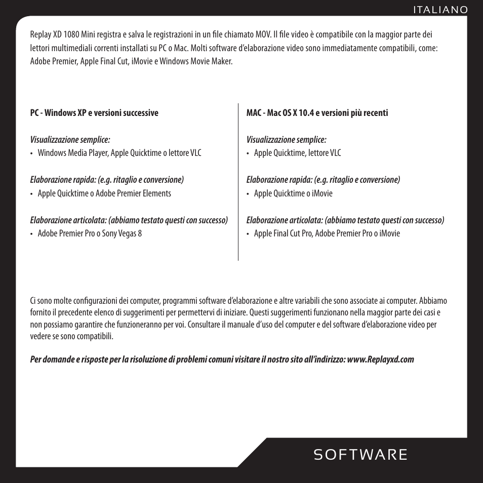 So f t wa r e | Replay XD 1080Mini User Manual | Page 76 / 94