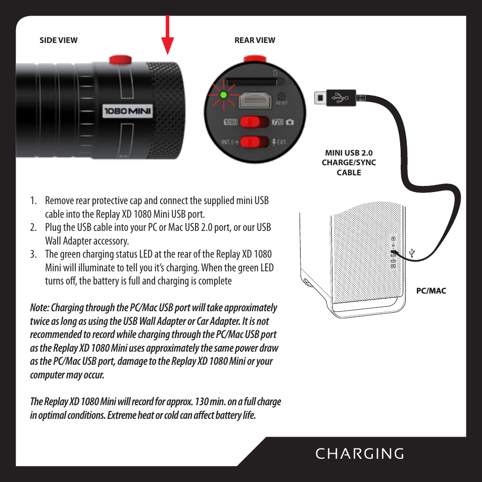 Ch a rg i n g | Replay XD 1080Mini User Manual | Page 9 / 94