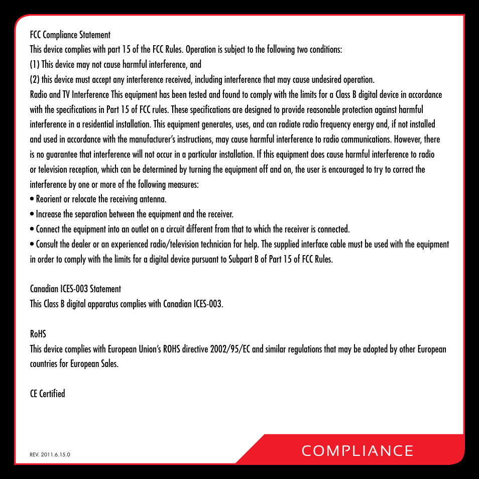 Co m pli a n ce | Replay XD XD1080 User Manual | Page 18 / 20