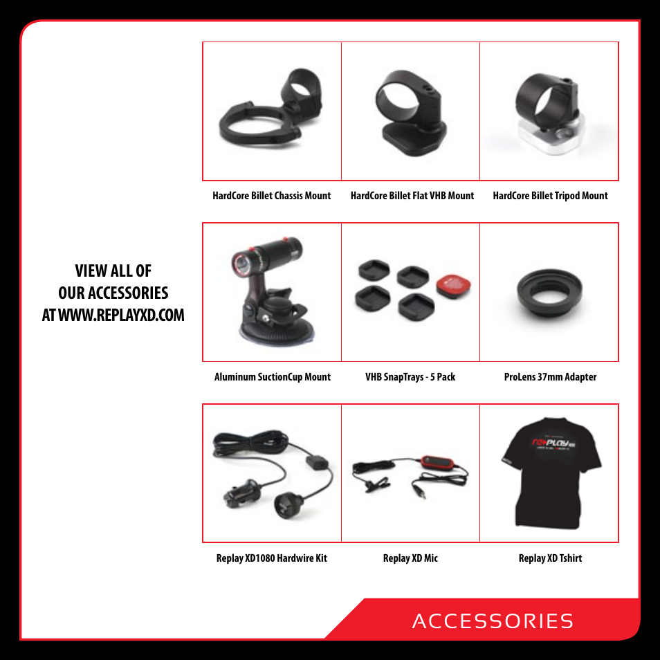 Accesso r i es | Replay XD XD1080 User Manual | Page 19 / 20