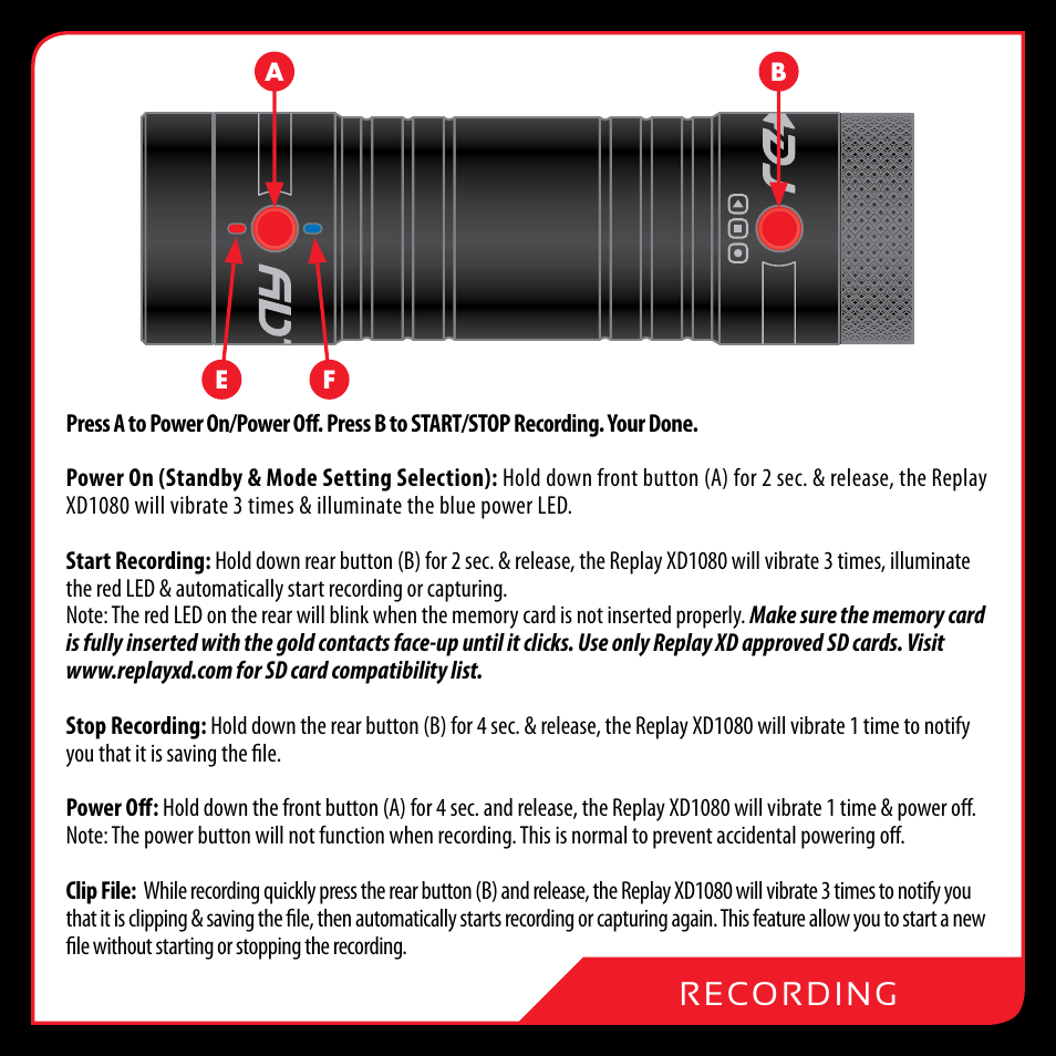 Replay XD XD1080 User Manual | Page 4 / 20