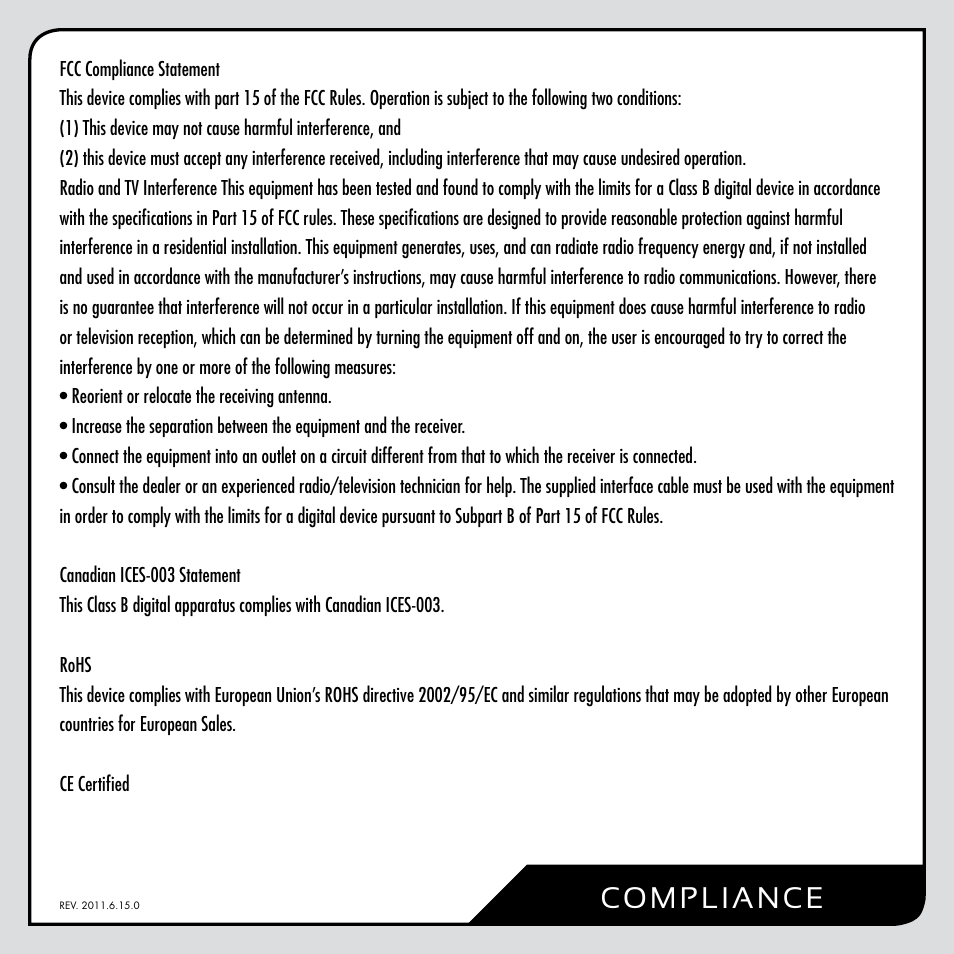 Co m pli a n ce | Replay XD XD720 User Manual | Page 14 / 16