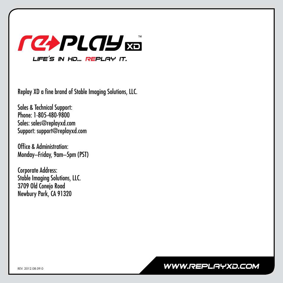 Replay XD XD720 User Manual | Page 16 / 16