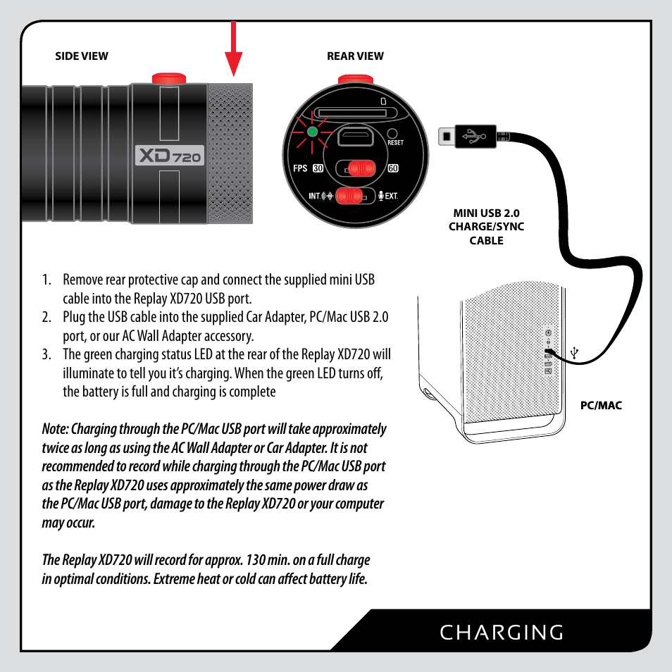 Ch a rg i n g | Replay XD XD720 User Manual | Page 9 / 16