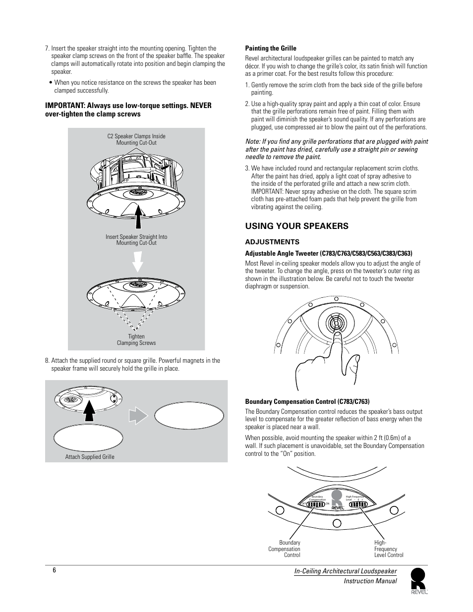 Using your speakers | Revel C783 User Manual | Page 6 / 8