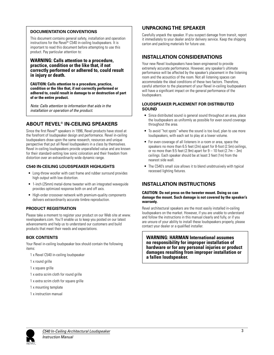 Revel C540 User Manual | Page 3 / 7