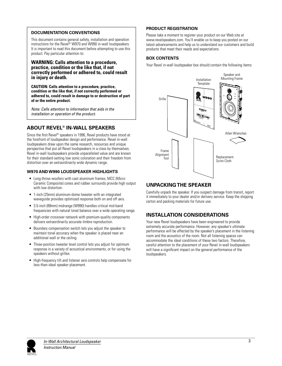 Revel W990 User Manual | Page 3 / 9