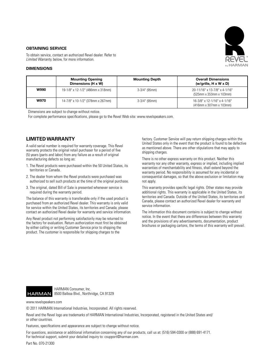 Revel W990 User Manual | Page 9 / 9