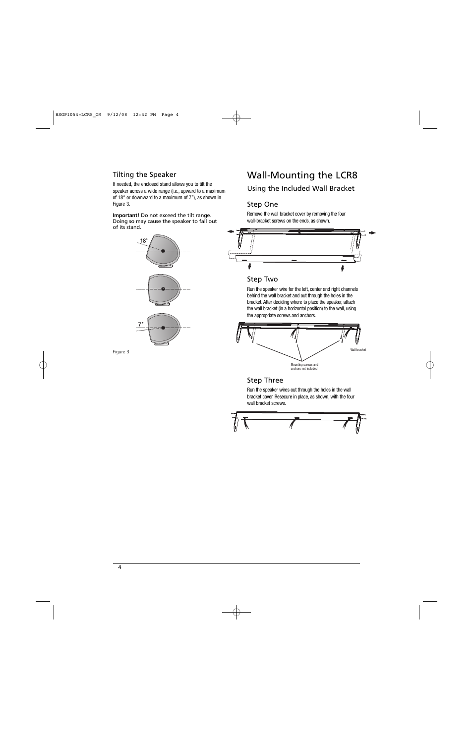 Wall-mounting the lcr8 | Revel LCR8 User Manual | Page 4 / 9