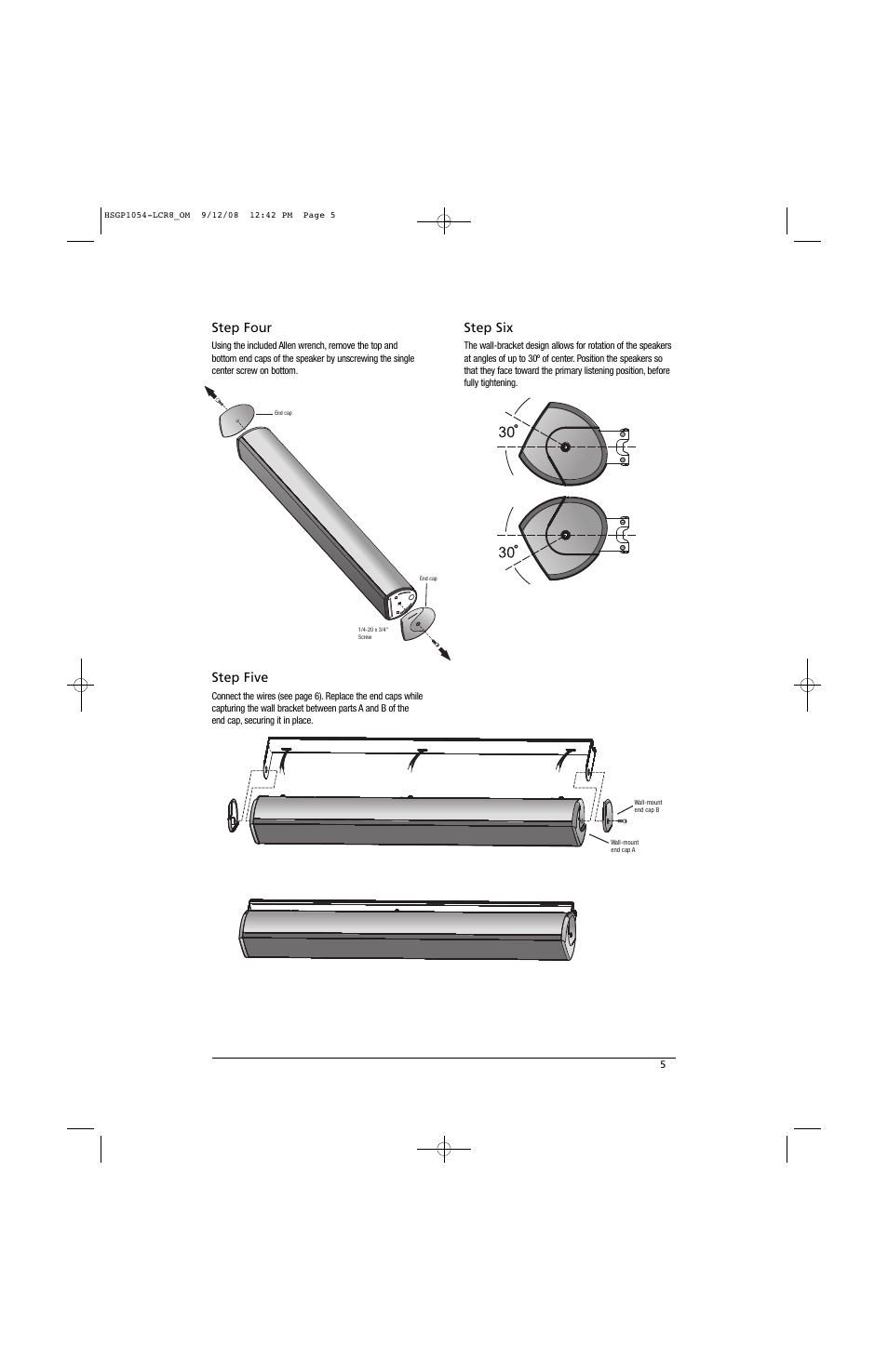 Step four, Step five, Step six | Revel LCR8 User Manual | Page 5 / 9