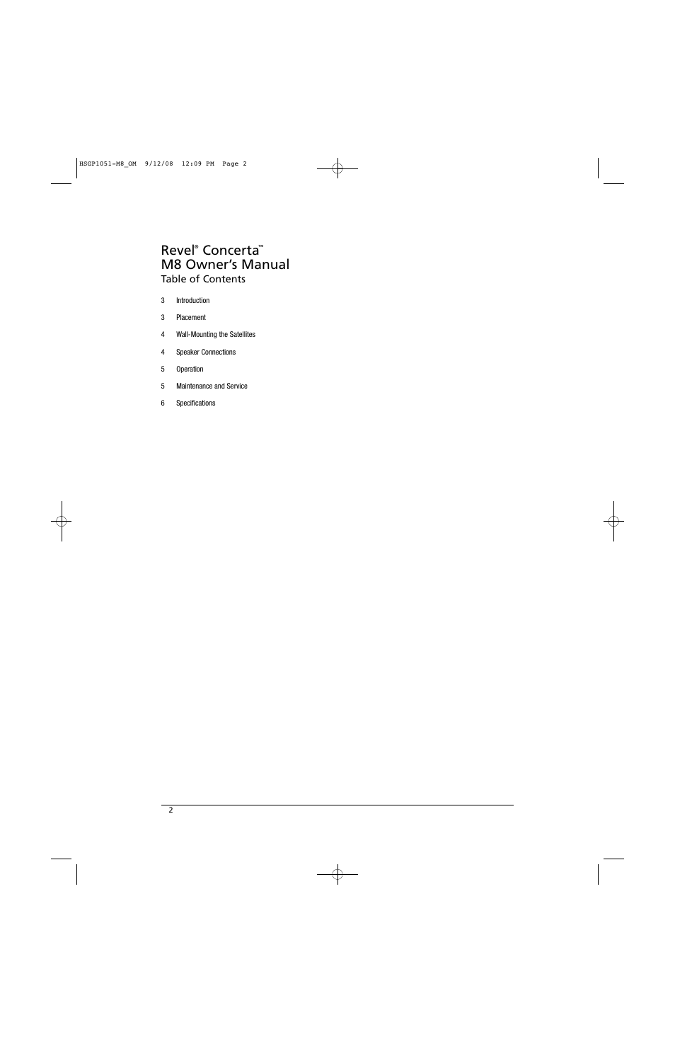 Revel, Concerta, M8 owner’s manual | Revel M8 User Manual | Page 2 / 8