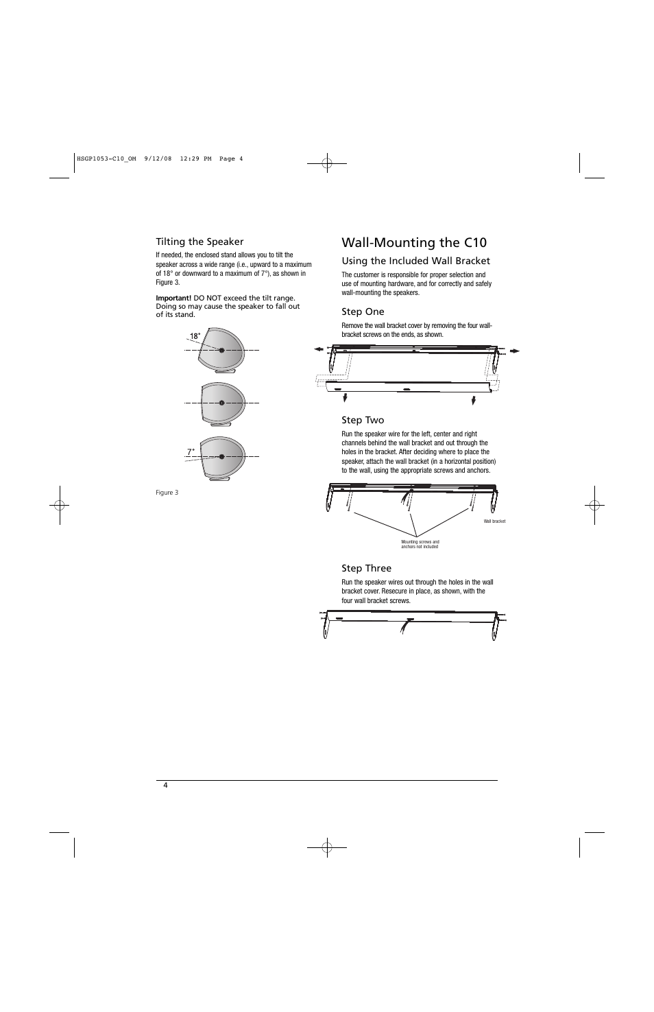 Wall-mounting the c10 | Revel C10 User Manual | Page 4 / 9