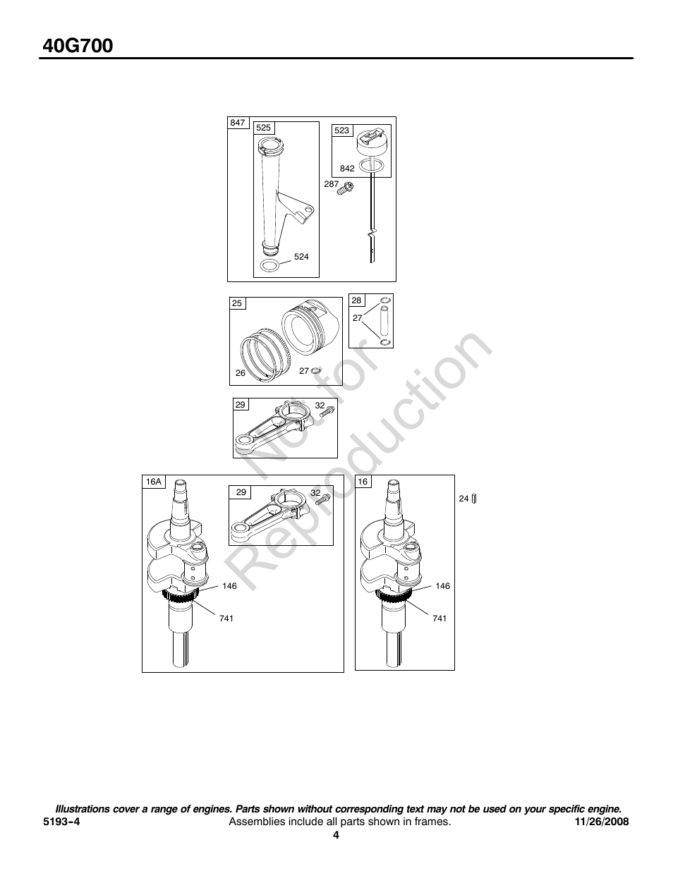 Not for reproduction | Briggs & Stratton 40G700 User Manual | Page 4 / 20