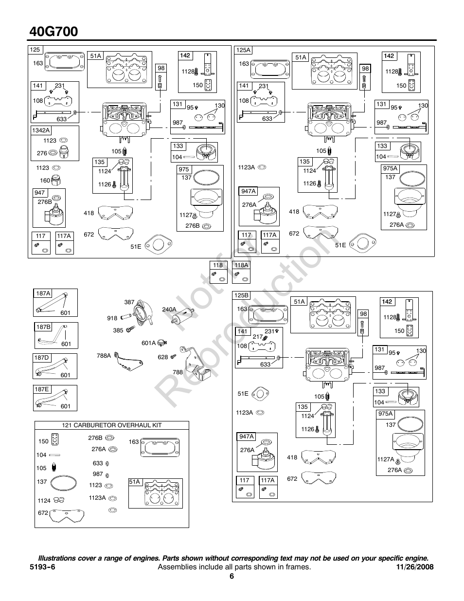 Not for reproduction | Briggs & Stratton 40G700 User Manual | Page 6 / 20