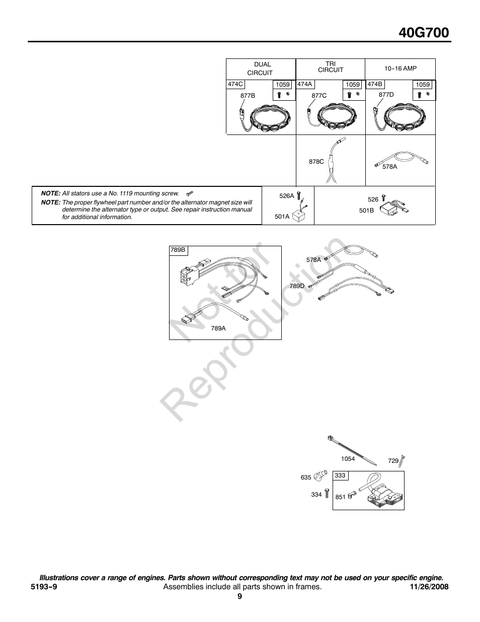 Not for reproduction | Briggs & Stratton 40G700 User Manual | Page 9 / 20