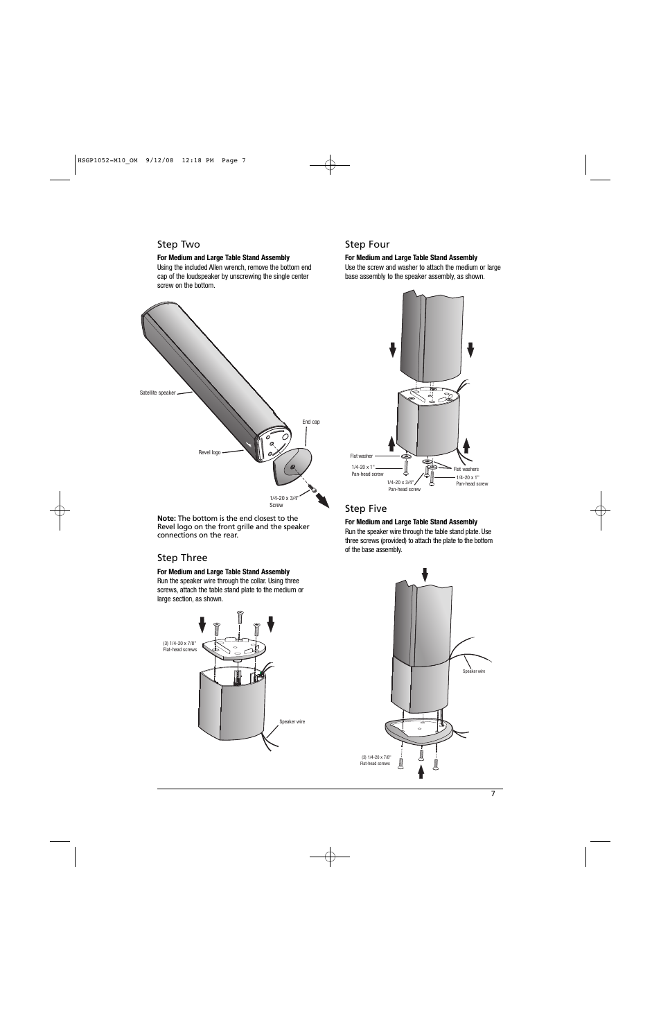 Step four, Step five, Step two | Step three | Revel M10 User Manual | Page 7 / 12
