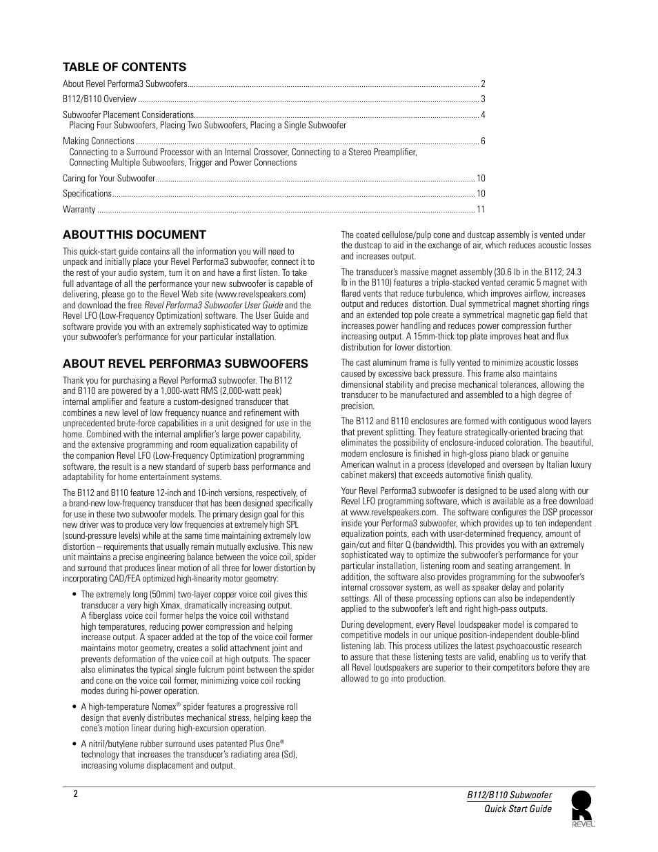 Revel B112 User Manual | Page 2 / 11