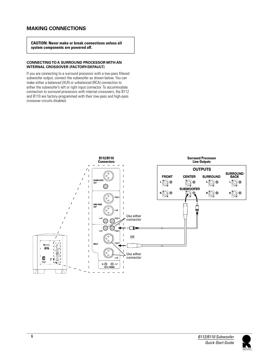 Making connections | Revel B112 User Manual | Page 6 / 11