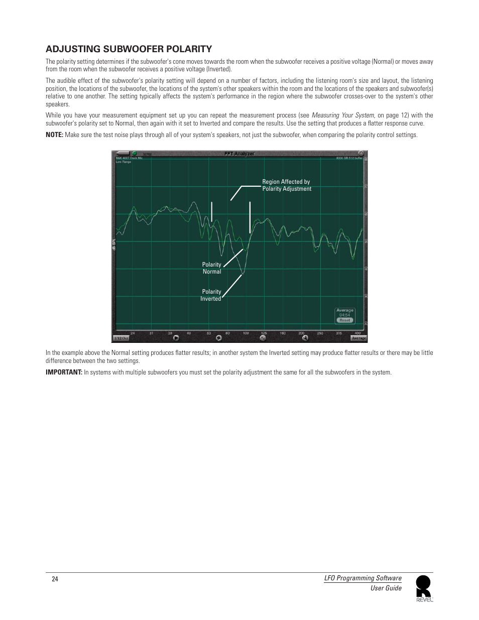 Adjusting subwoofer polarity | Revel LFO User Manual | Page 24 / 24