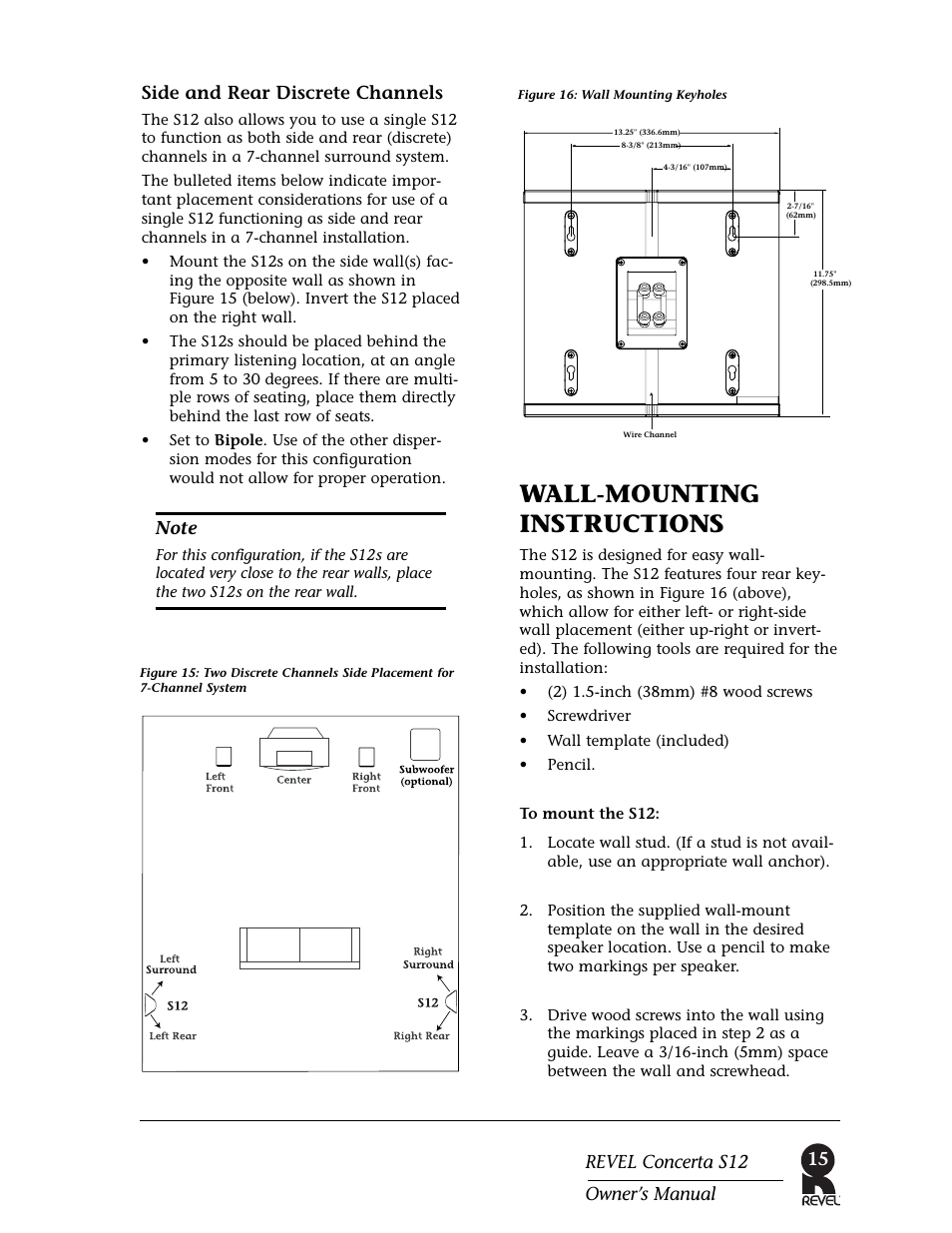 Wall-mounting instructions | Revel S12 User Manual | Page 15 / 24