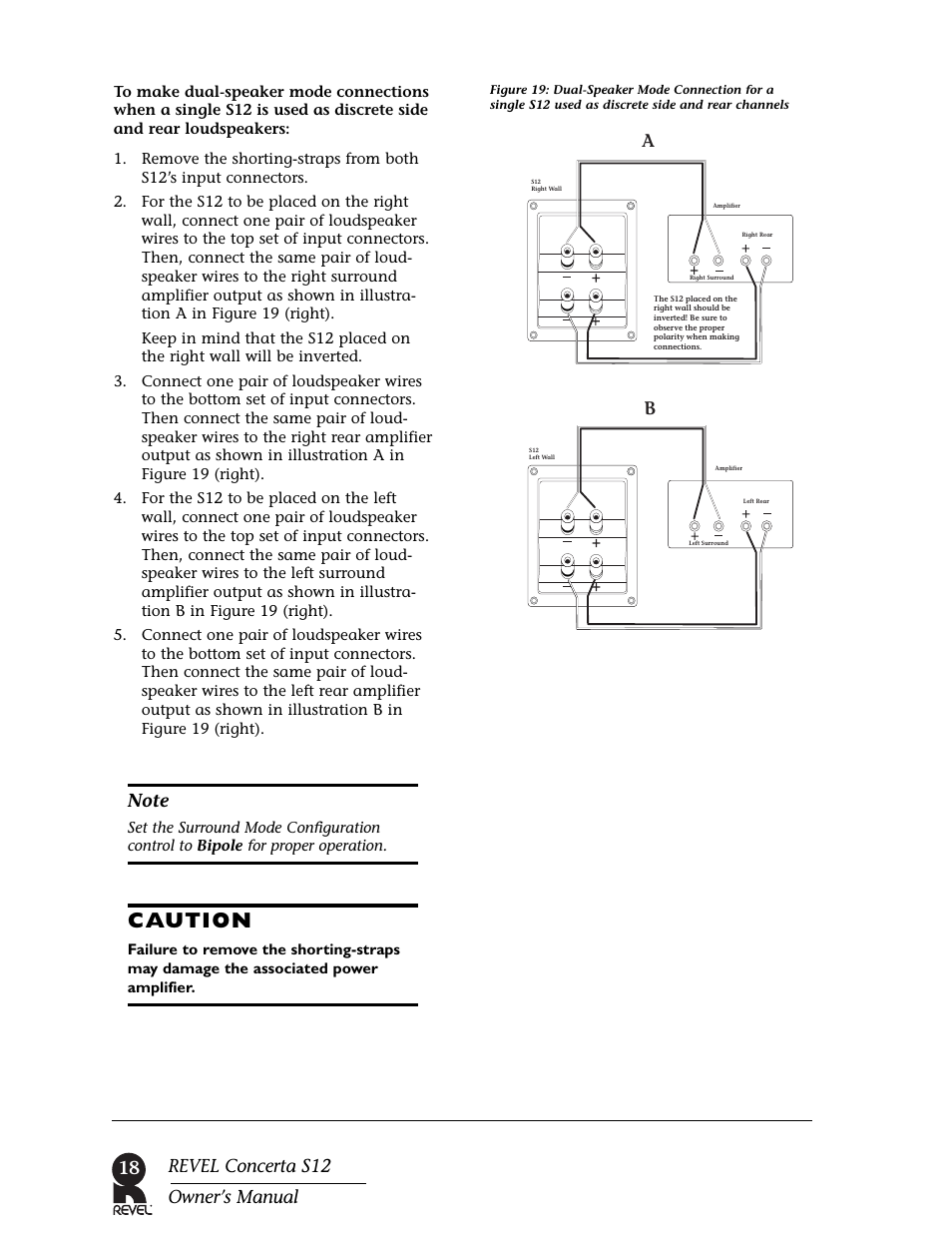 Caution, 18 revel concerta s12 owner’s manual | Revel S12 User Manual | Page 18 / 24