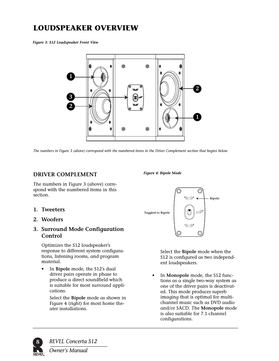 Loudspeaker overview | Revel S12 User Manual | Page 8 / 24