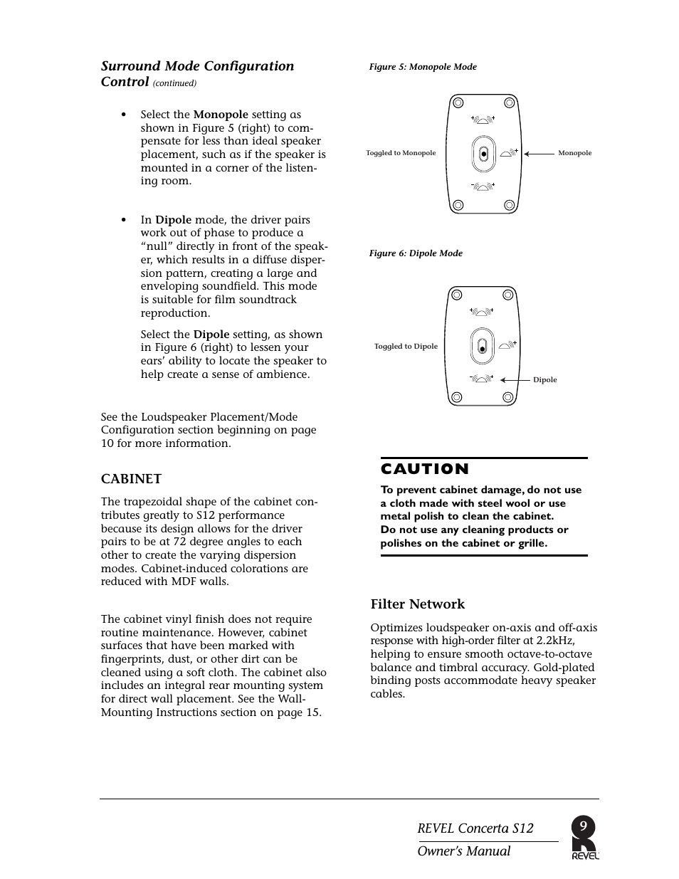 Caution | Revel S12 User Manual | Page 9 / 24