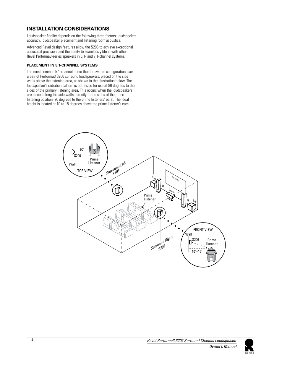 Installation considerations | Revel S206 User Manual | Page 4 / 10