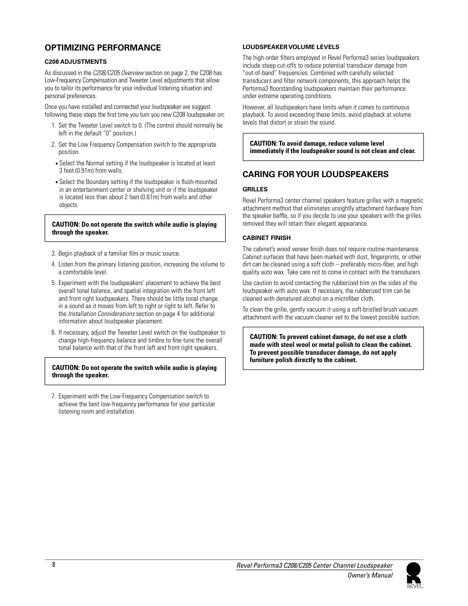 Revel C208 User Manual | Page 8 / 10
