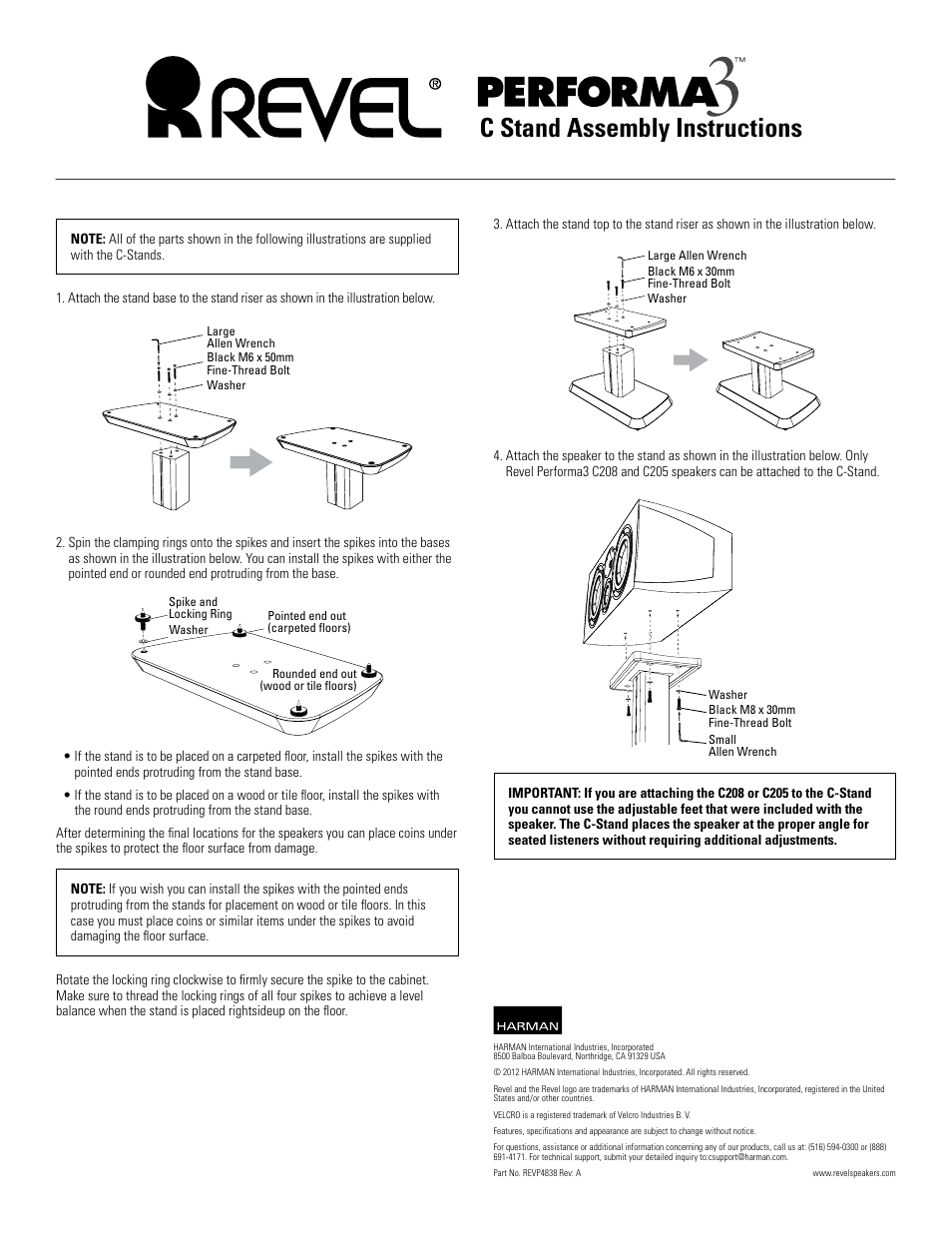 C stand assembly instructions | Revel M Stand User Manual | Page 2 / 2