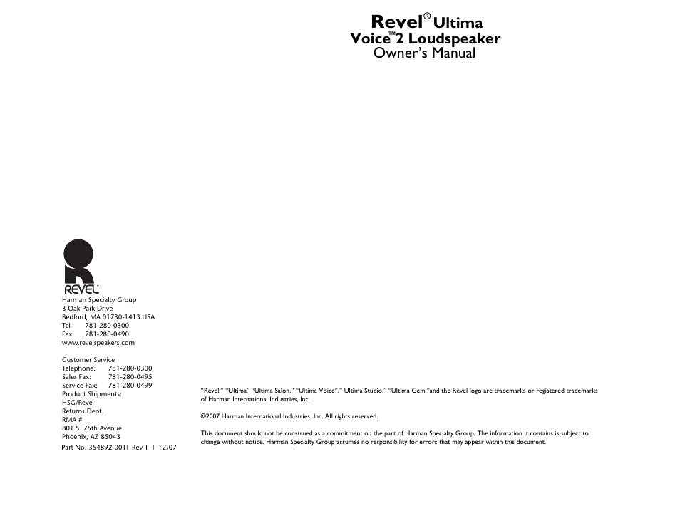 Revel Voice 2 User Manual | 34 pages