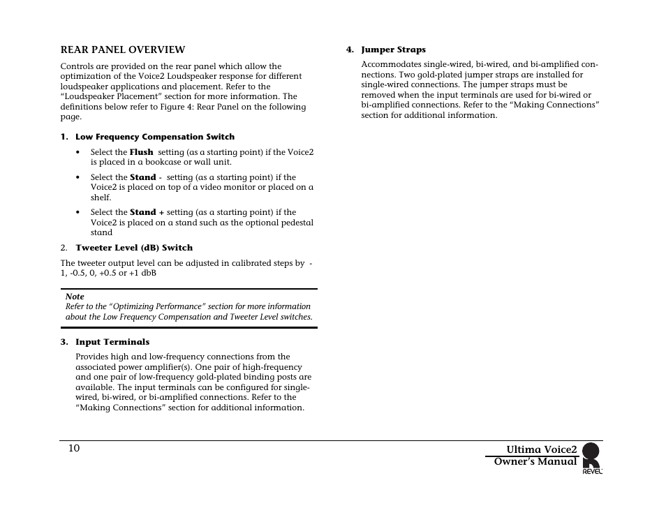 Rear panel overview | Revel Voice 2 User Manual | Page 10 / 34