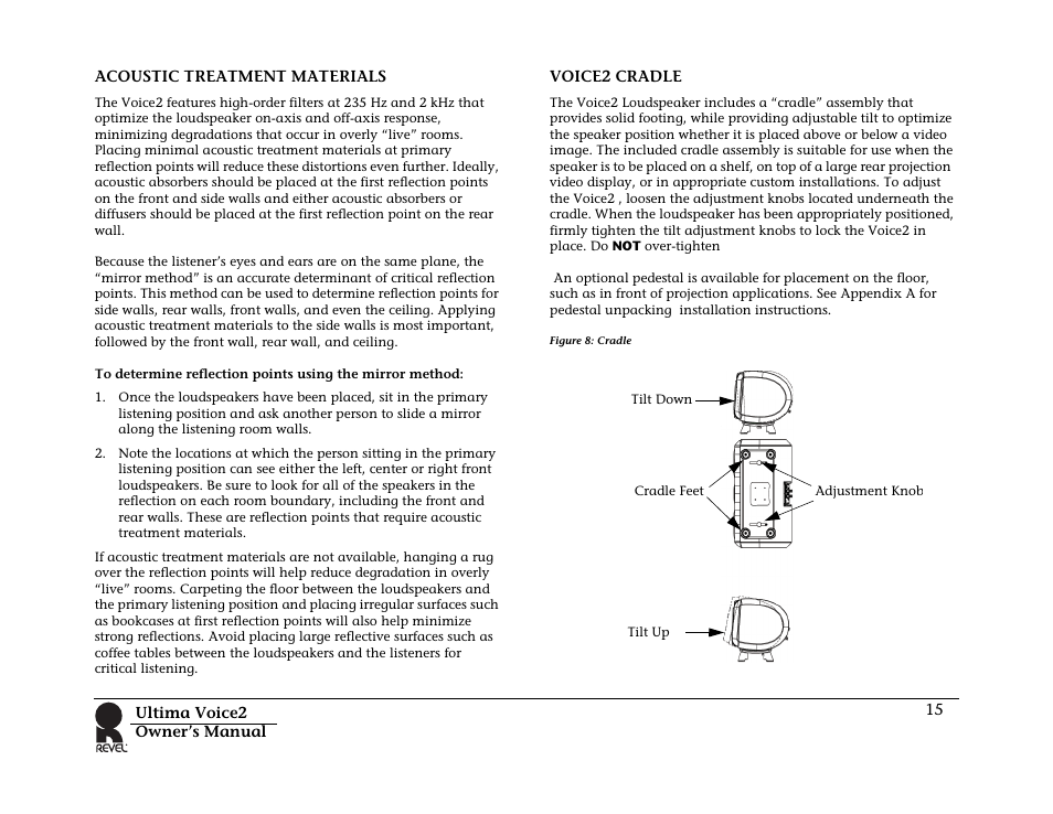 Acoustic treatment materials, Voice2 cradle, Figure 8: cradle | Acoustic treatment materials voice2 cradle | Revel Voice 2 User Manual | Page 15 / 34