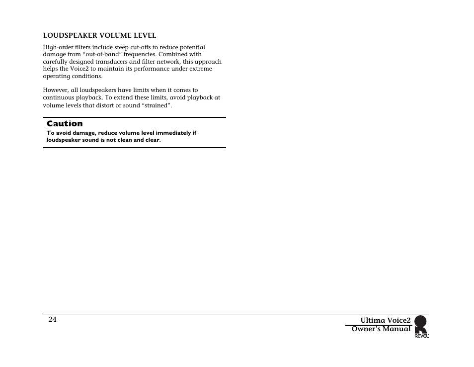 Loudspeaker volume level | Revel Voice 2 User Manual | Page 24 / 34