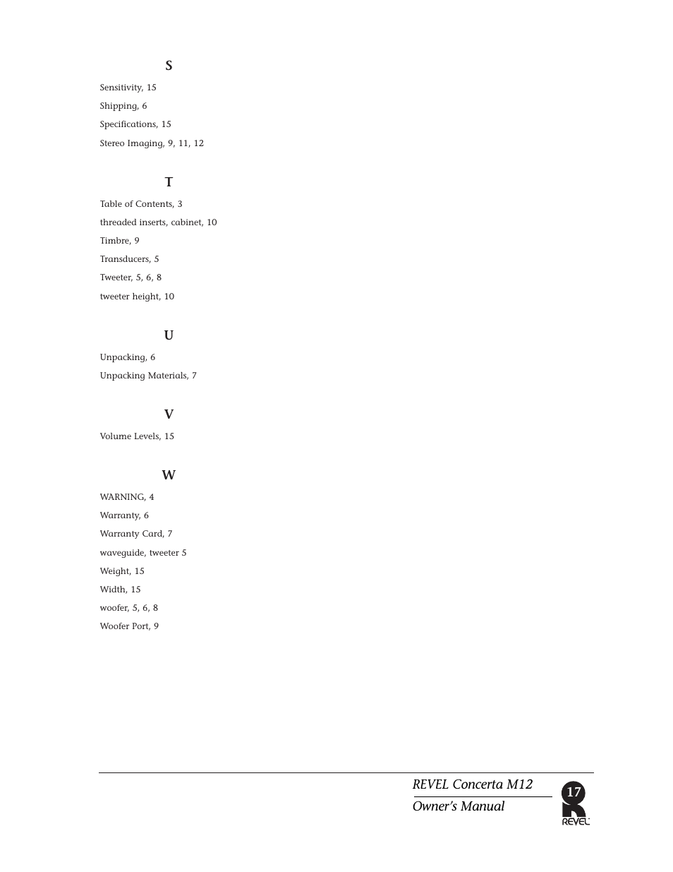 17 revel concerta m12 owner’s manual | Revel M12 User Manual | Page 17 / 18