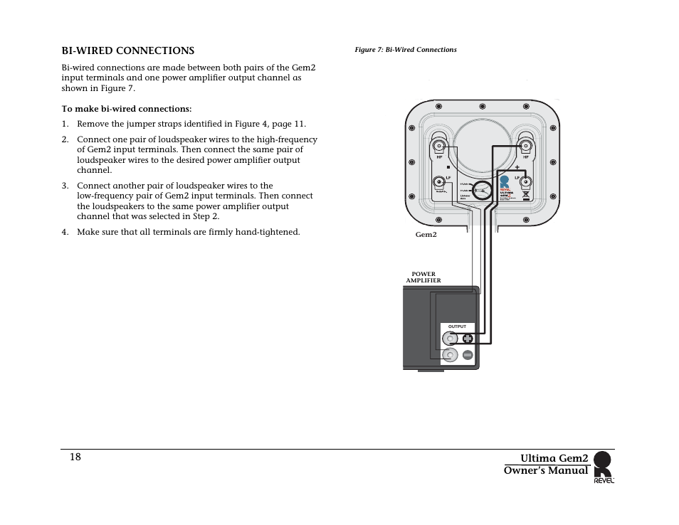 Bi-wired connections | Revel Gem 2 User Manual | Page 18 / 32