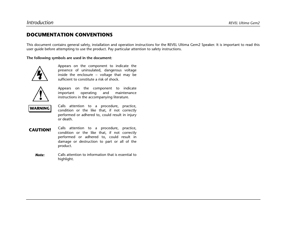 Introduction, Documentation conventions | Revel Gem 2 User Manual | Page 2 / 32