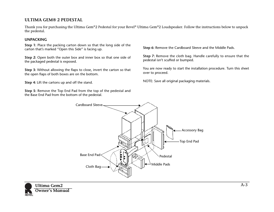 Ultima gem® 2 pedestal | Revel Gem 2 User Manual | Page 29 / 32