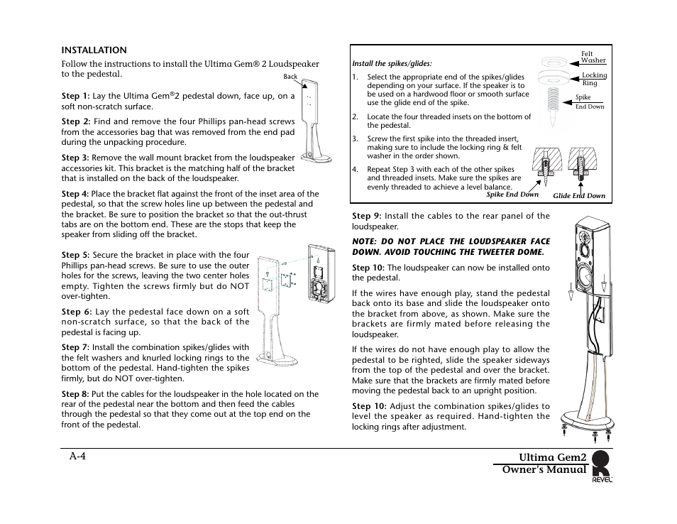 Ultima gem2 owner’s manual a-4 | Revel Gem 2 User Manual | Page 30 / 32