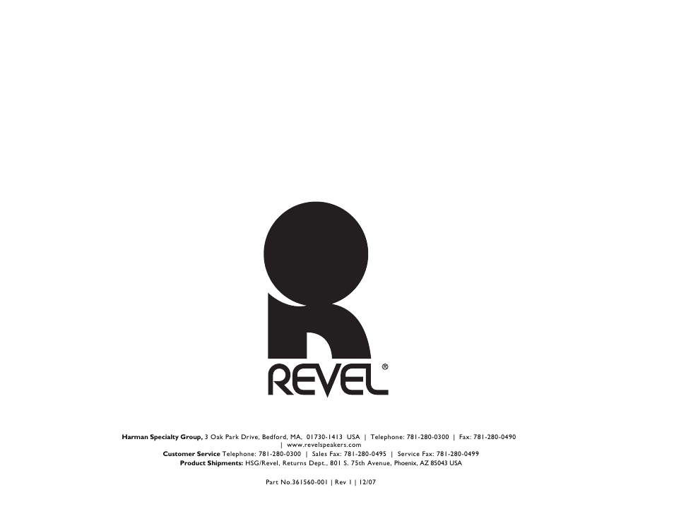 Revel Gem 2 User Manual | Page 32 / 32