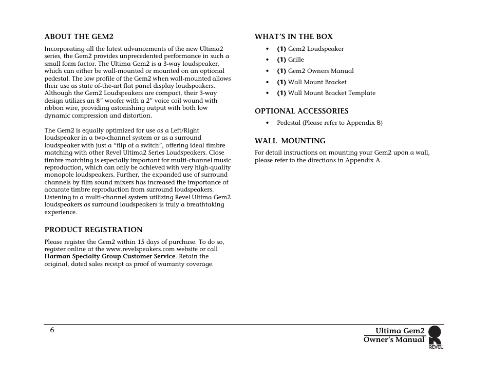 Revel Gem 2 User Manual | Page 6 / 32