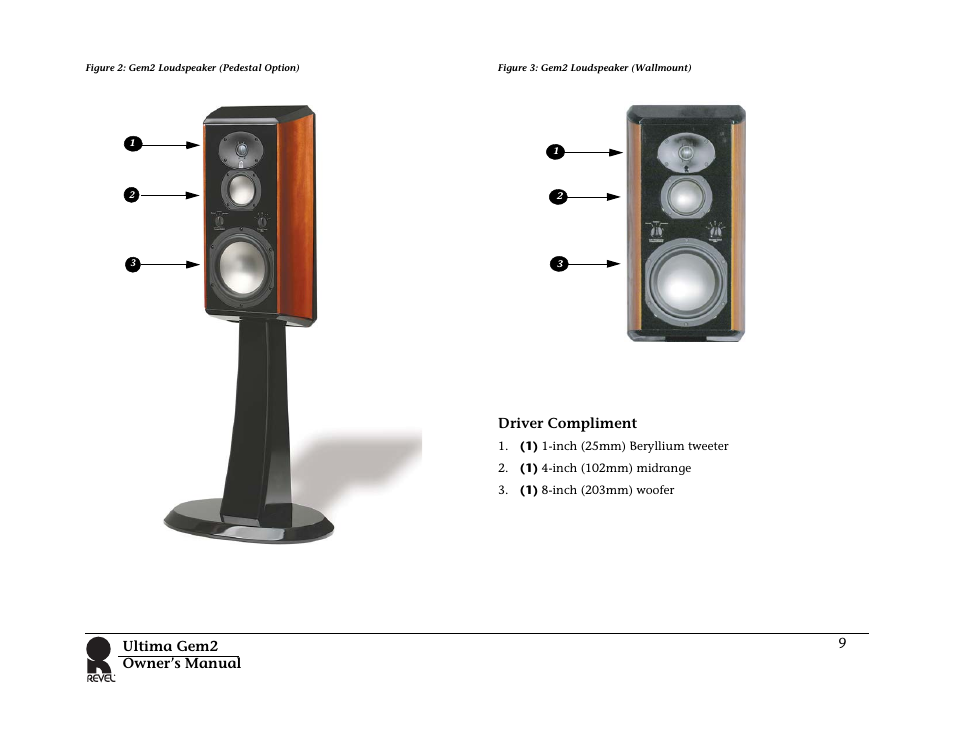 Driver compliment, Ultima gem2 owner’s manual 9 | Revel Gem 2 User Manual | Page 9 / 32