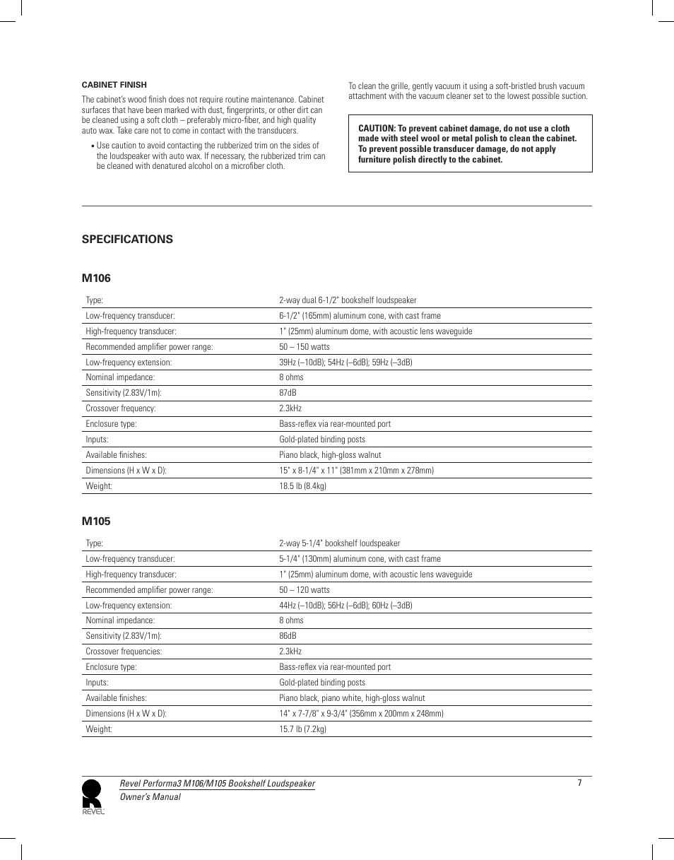 Revel M106 User Manual | Page 7 / 8