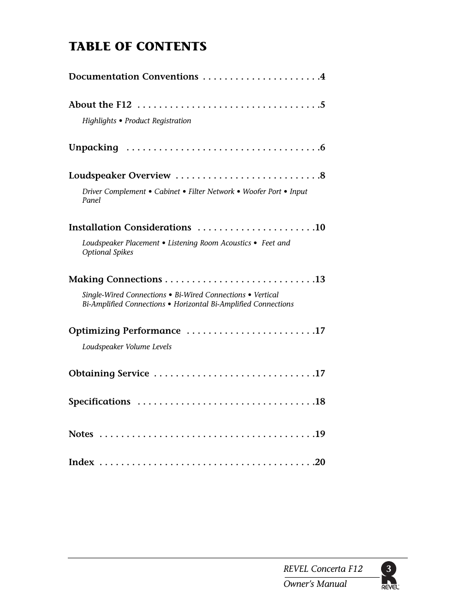 Revel F12 User Manual | Page 3 / 22