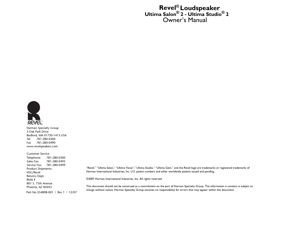 Revel Salon 2 User Manual | 30 pages