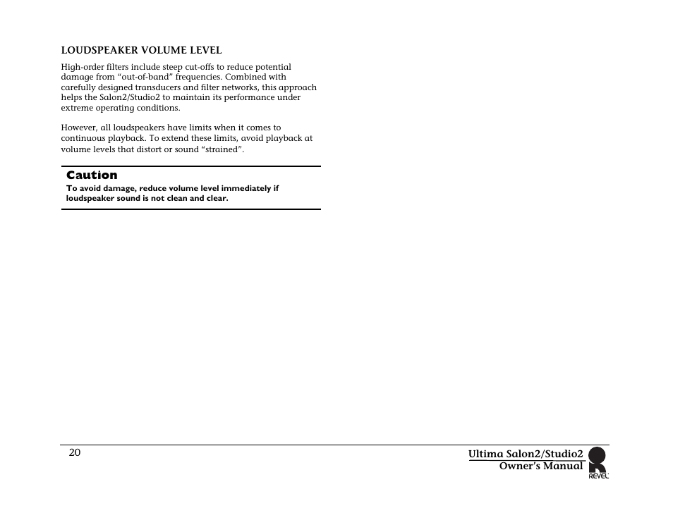 Loudspeaker volume level | Revel Salon 2 User Manual | Page 22 / 30