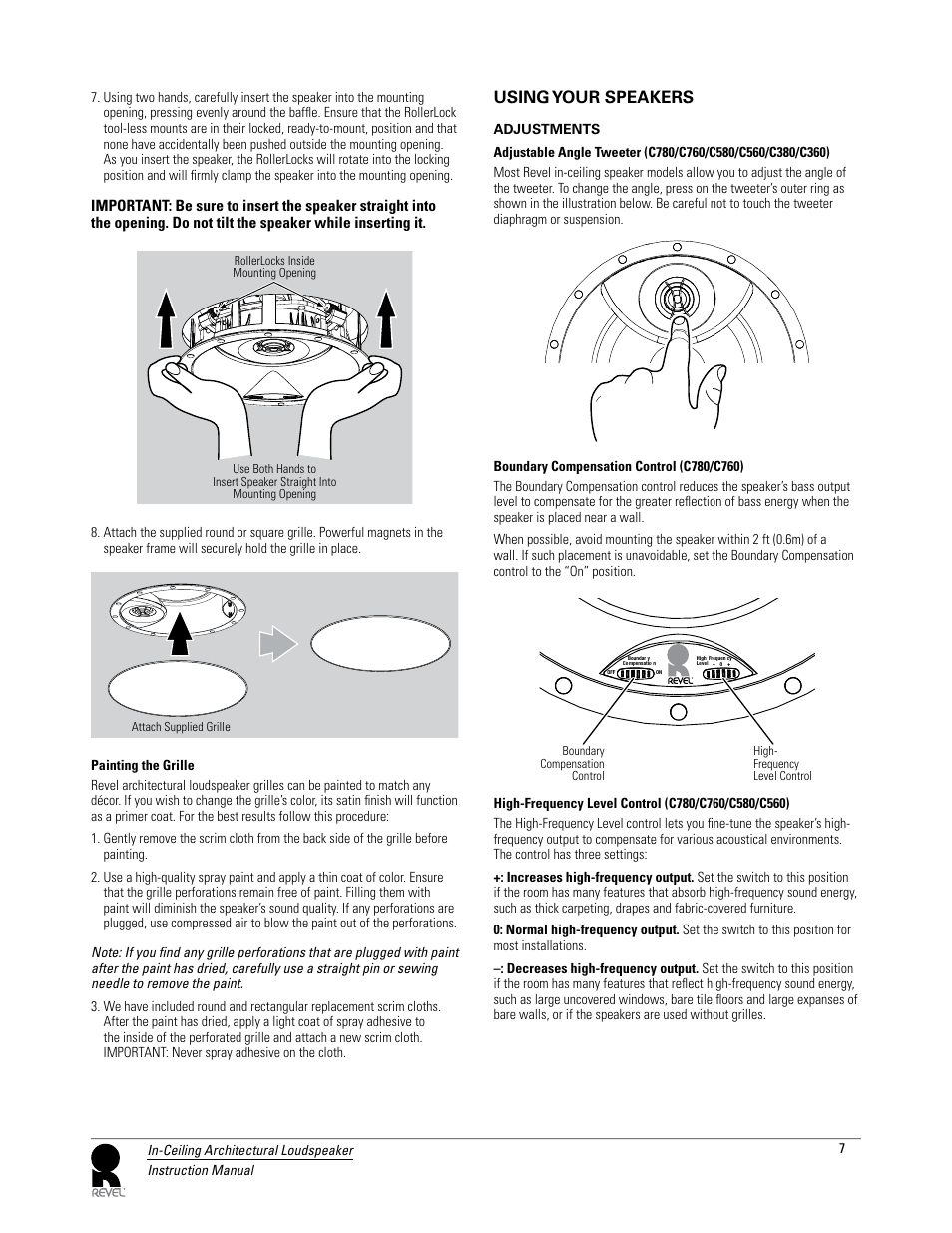 Using your speakers | Revel C560DT User Manual | Page 7 / 9