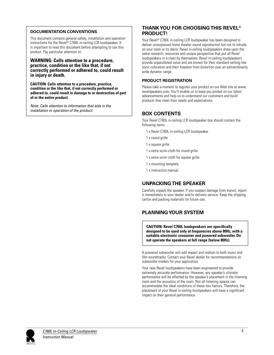 Revel C760L User Manual | Page 3 / 9