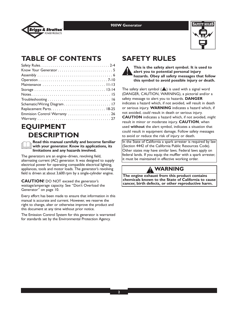 Briggs & Stratton 01532-2 User Manual | Page 2 / 60
